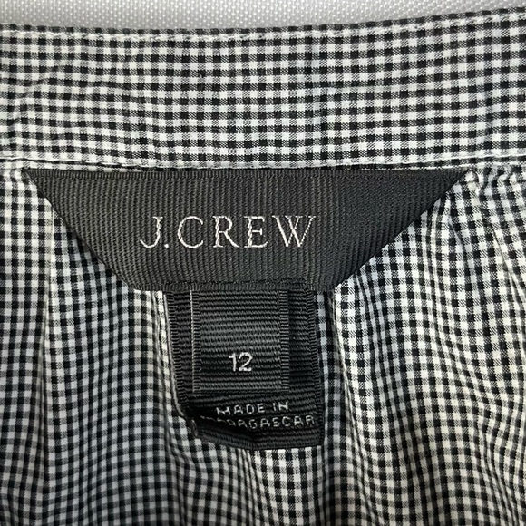 J. Crew Black & White Penny Gingham Plaid Long Sleeve Top 12 - Picture 5 of 5